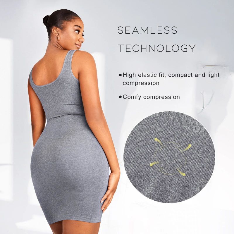 Fashion Square Neck Long Sleeve Shapewear Dress