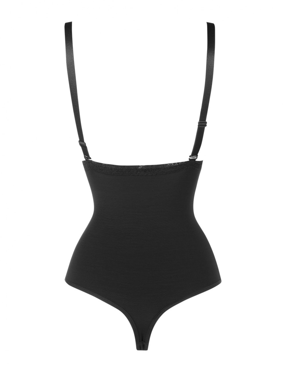 Sensational Black Lace Trim Thong Body Shapewear Calories Burning