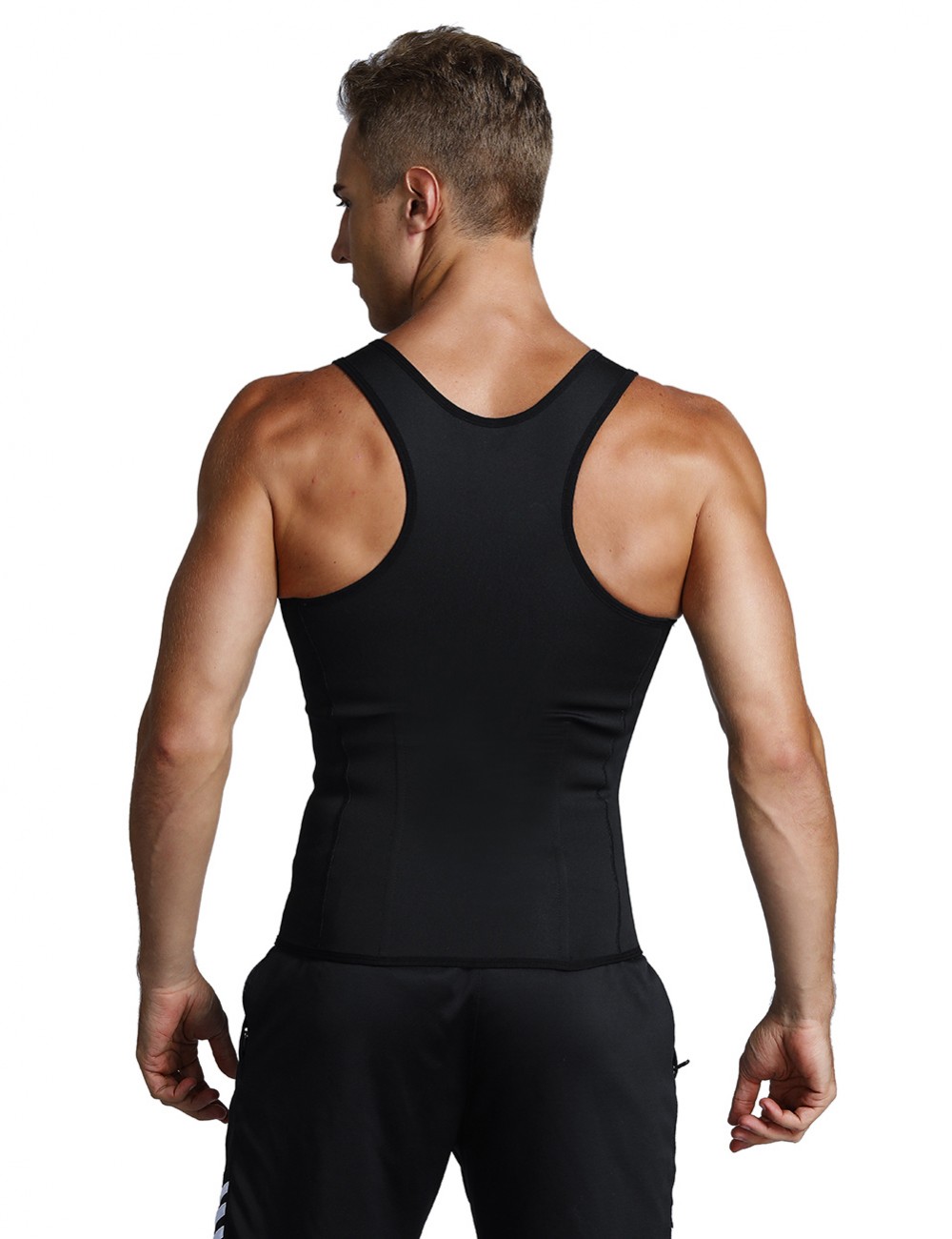 Amazing Black Steel Boned Plus Size Mens Shaper Hooks Zip Perfect-Fit