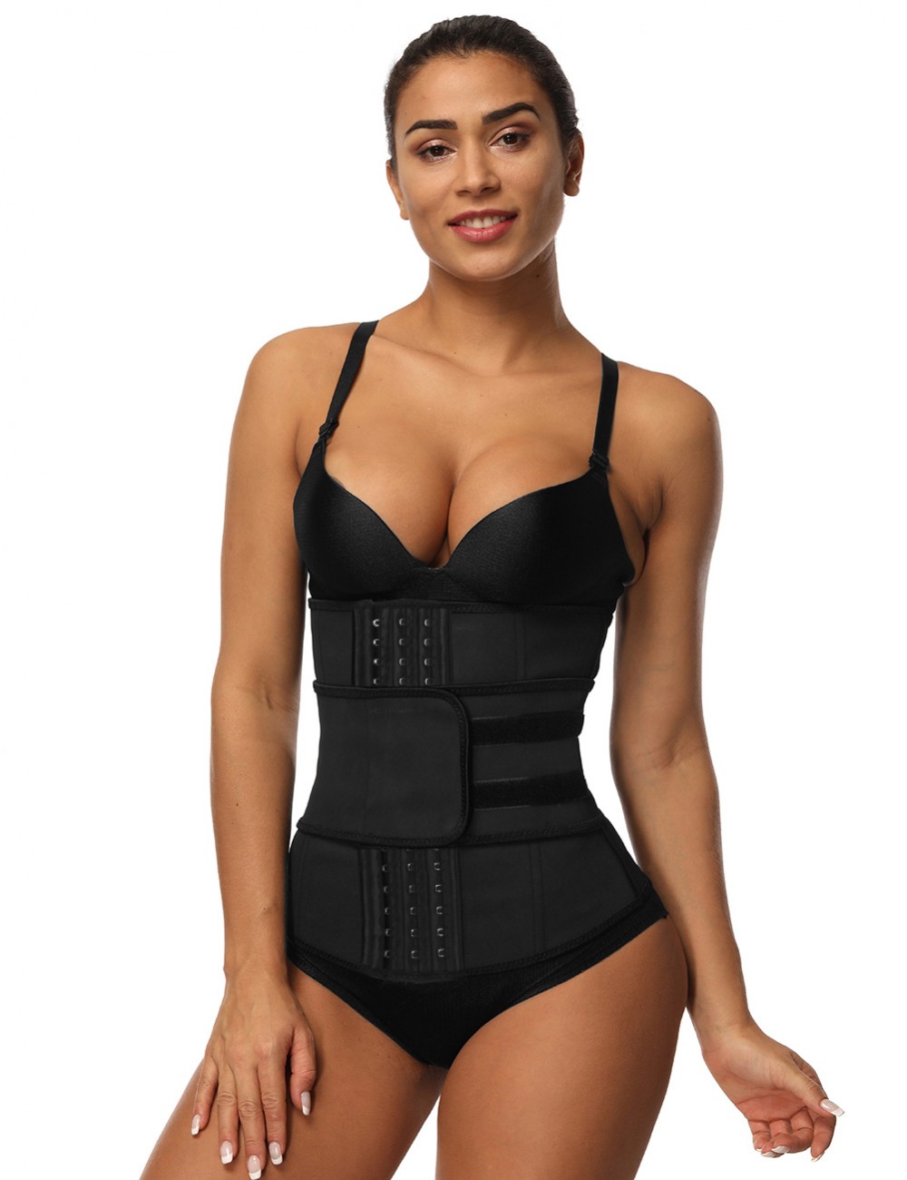 Black Big Size Latex Waist Trainer 7 Steel Bones Slimming Belly