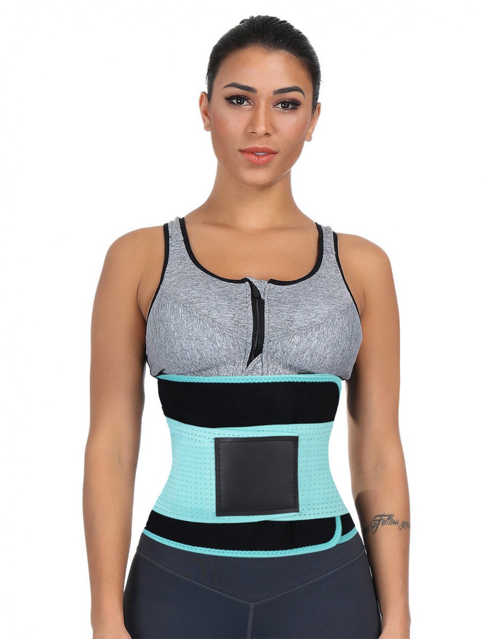 Light Blue Large Size SBR Embossing Waist Shaper Plastic Bone High Power