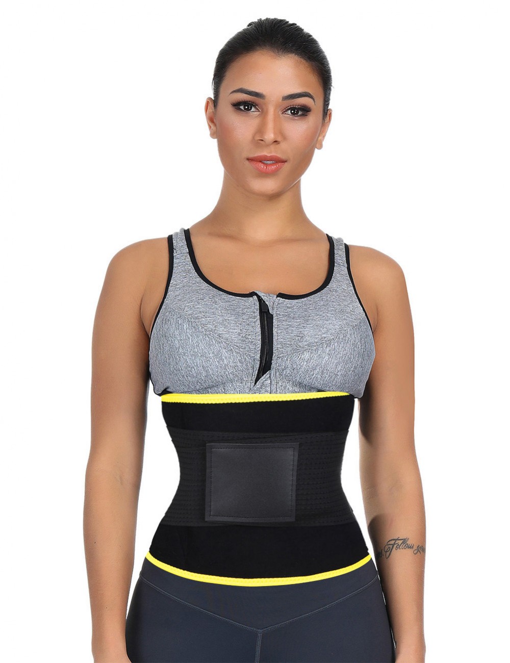 Yellow Big Size Detachable Bone Back Waist Trainer Belt Weight Loss