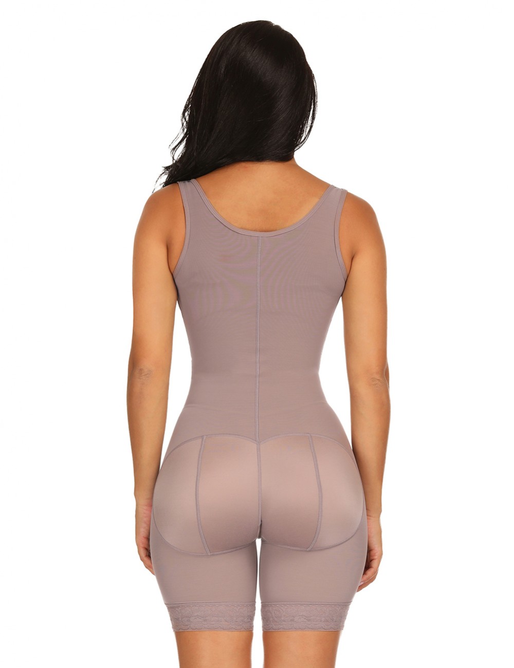 Brown No-Curling Full Body Shaper Plus Size Wide Straps Flatten Tummy