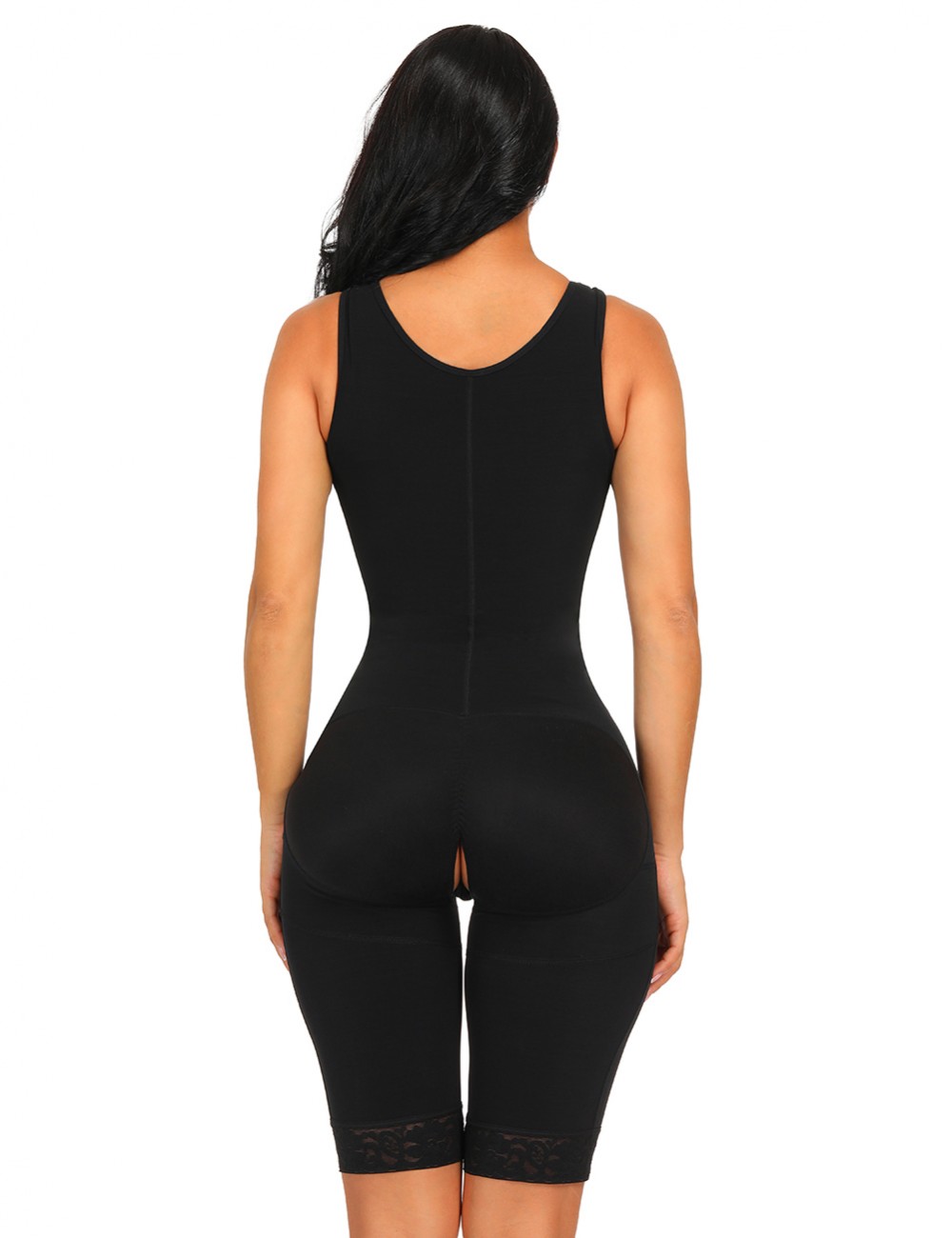 Superfit Black Big Size Floral Lace Bodysuit Wide Straps Hooks Figure Sculpting