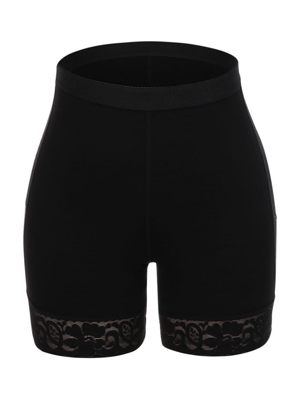 Stylish Black Anti-Curling Butt Lifting Panty Lace Hemline Curve Shaping