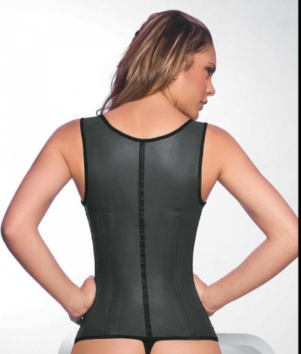 Traditional Higher Power U Style Black Latex Waist Trainer 9 Steel Bone
