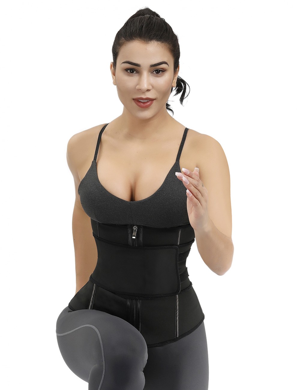 Flawlessly Double Layer Black 7 Steel Boned Waist Trainer Plus Size