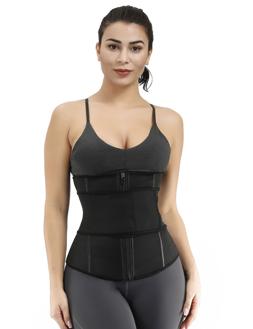 Flawlessly Double Layer Black 7 Steel Boned Waist Trainer Plus Size