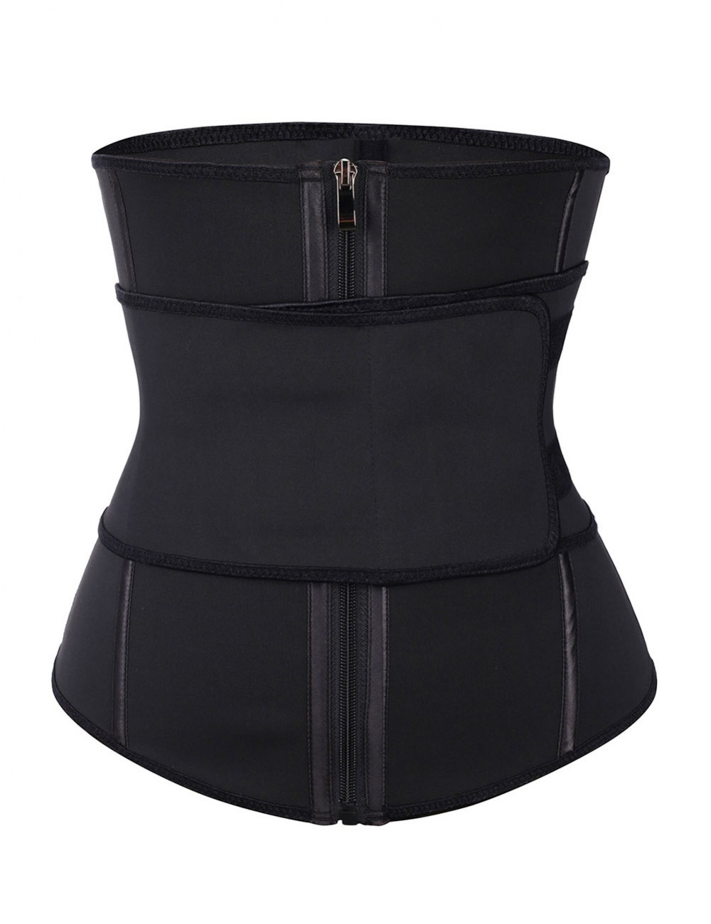 Flawlessly Double Layer Black 7 Steel Boned Waist Trainer Plus Size