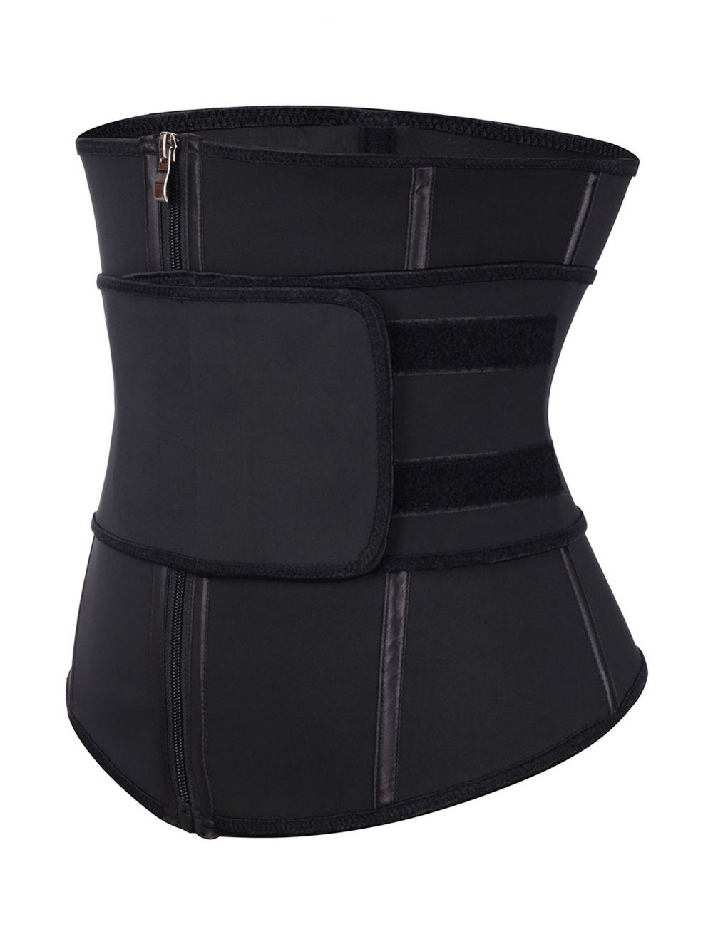 Flawlessly Double Layer Black 7 Steel Boned Waist Trainer Plus Size