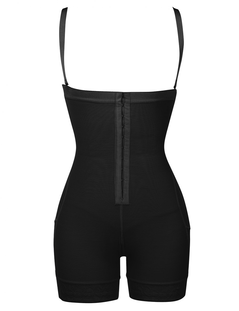 Black Hook Front Plus Size Full Body Shaper Adjustable Straps