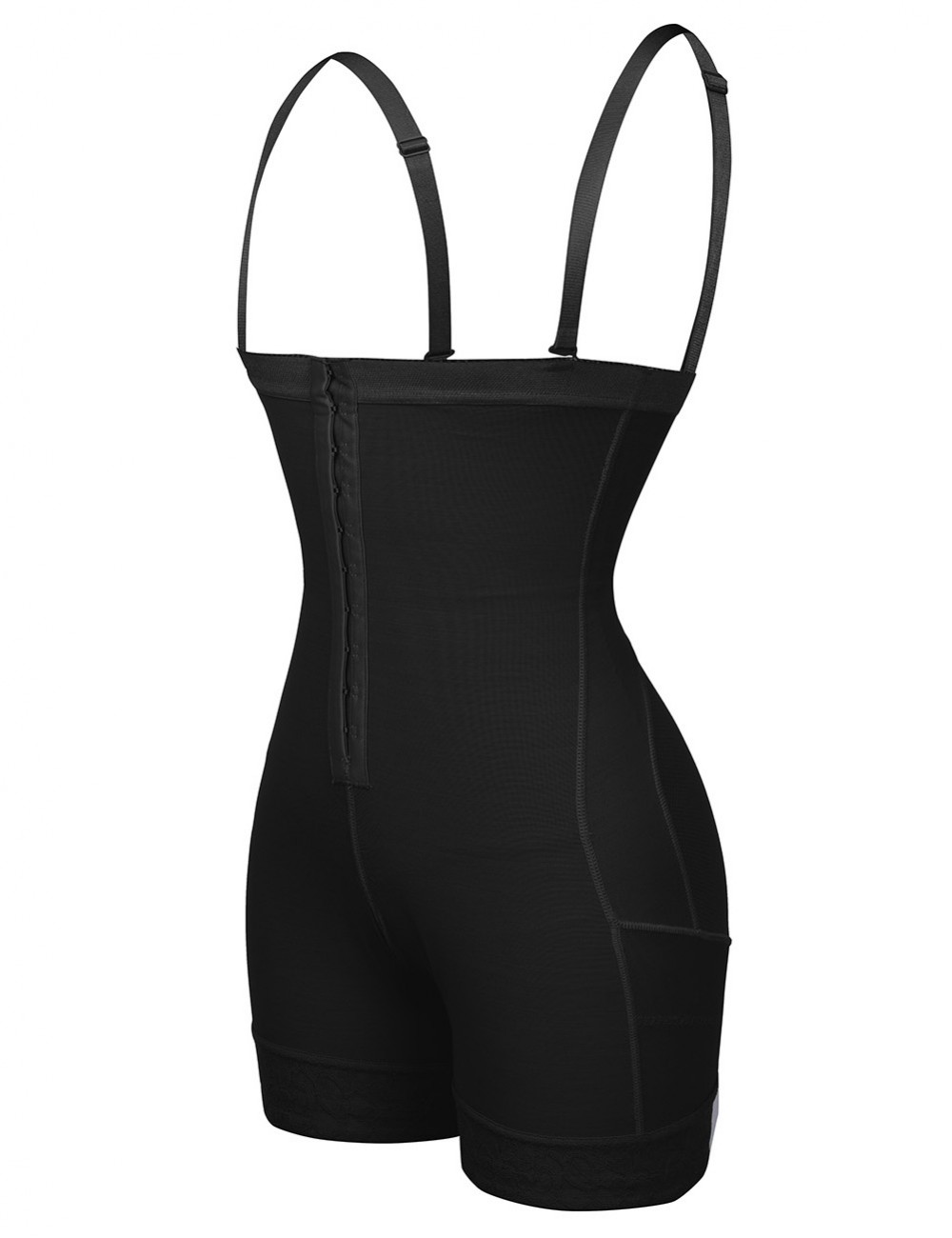 Black Hook Front Plus Size Full Body Shaper Adjustable Straps