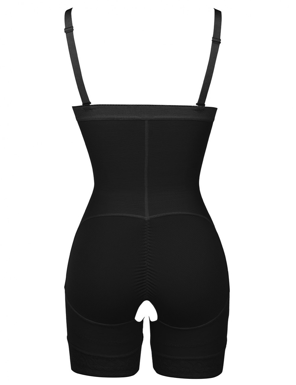 Black Hook Front Plus Size Full Body Shaper Adjustable Straps