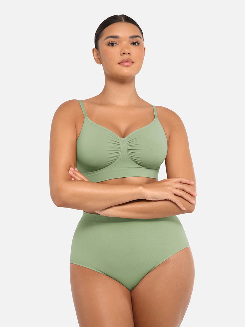 High-Waist Seamless Tummy Shaper Antibacterial Peach Fabric Briefs