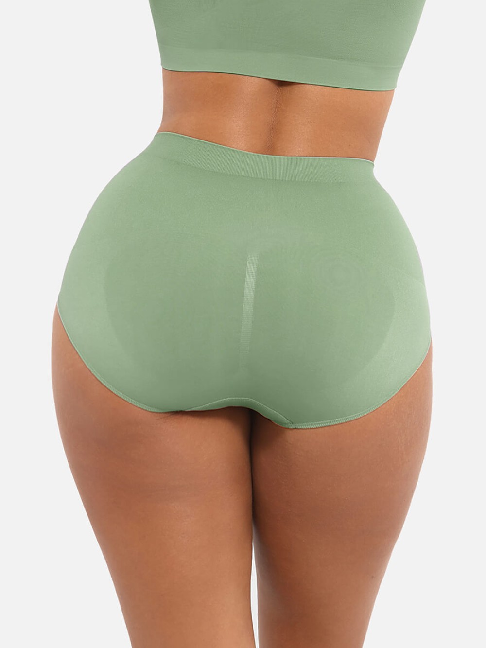High-Waist Seamless Tummy Shaper Antibacterial Peach Fabric Briefs
