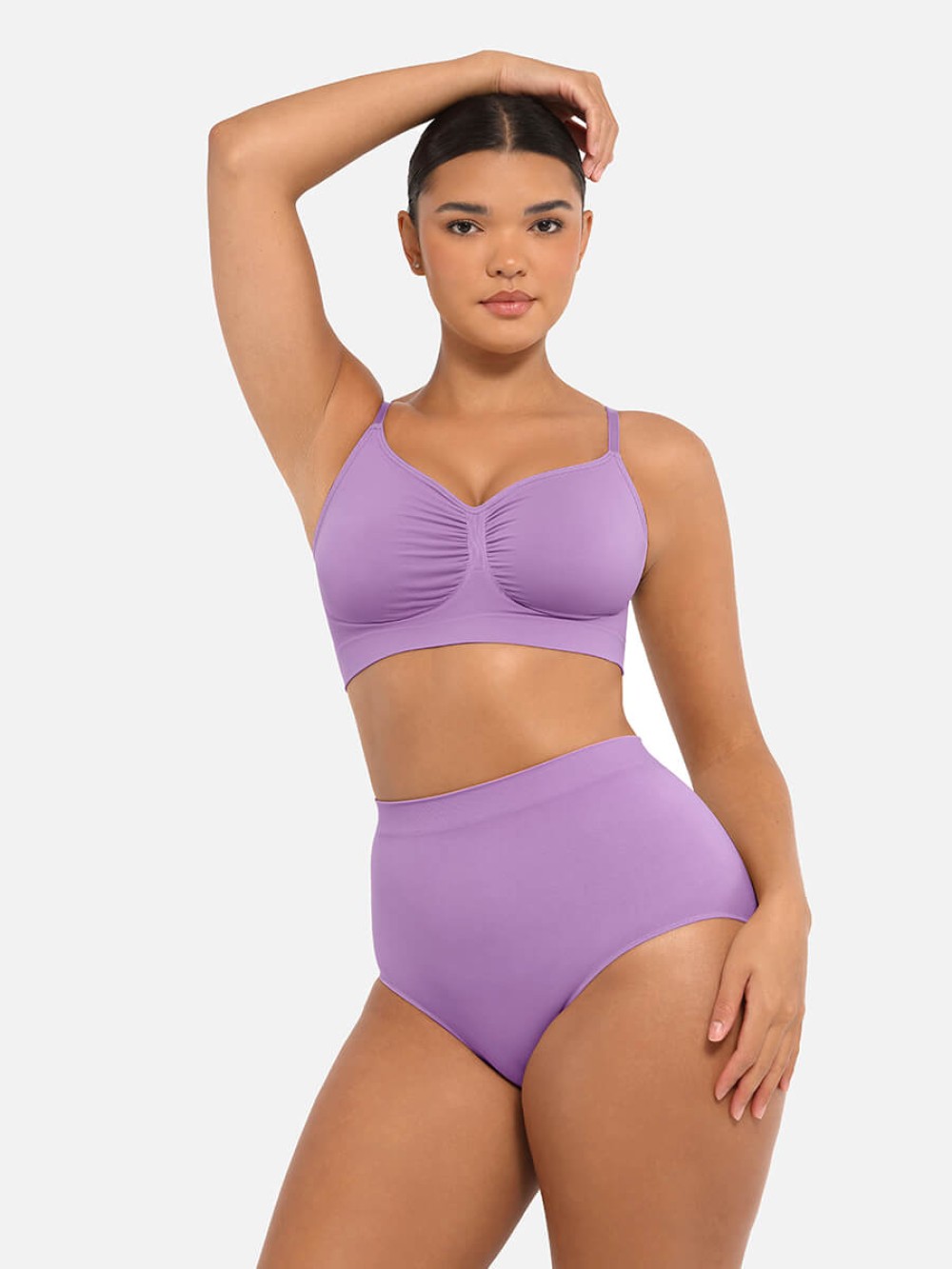 High-Waist Seamless Tummy Control Briefs with Antibacterial Peach Touch Fabric