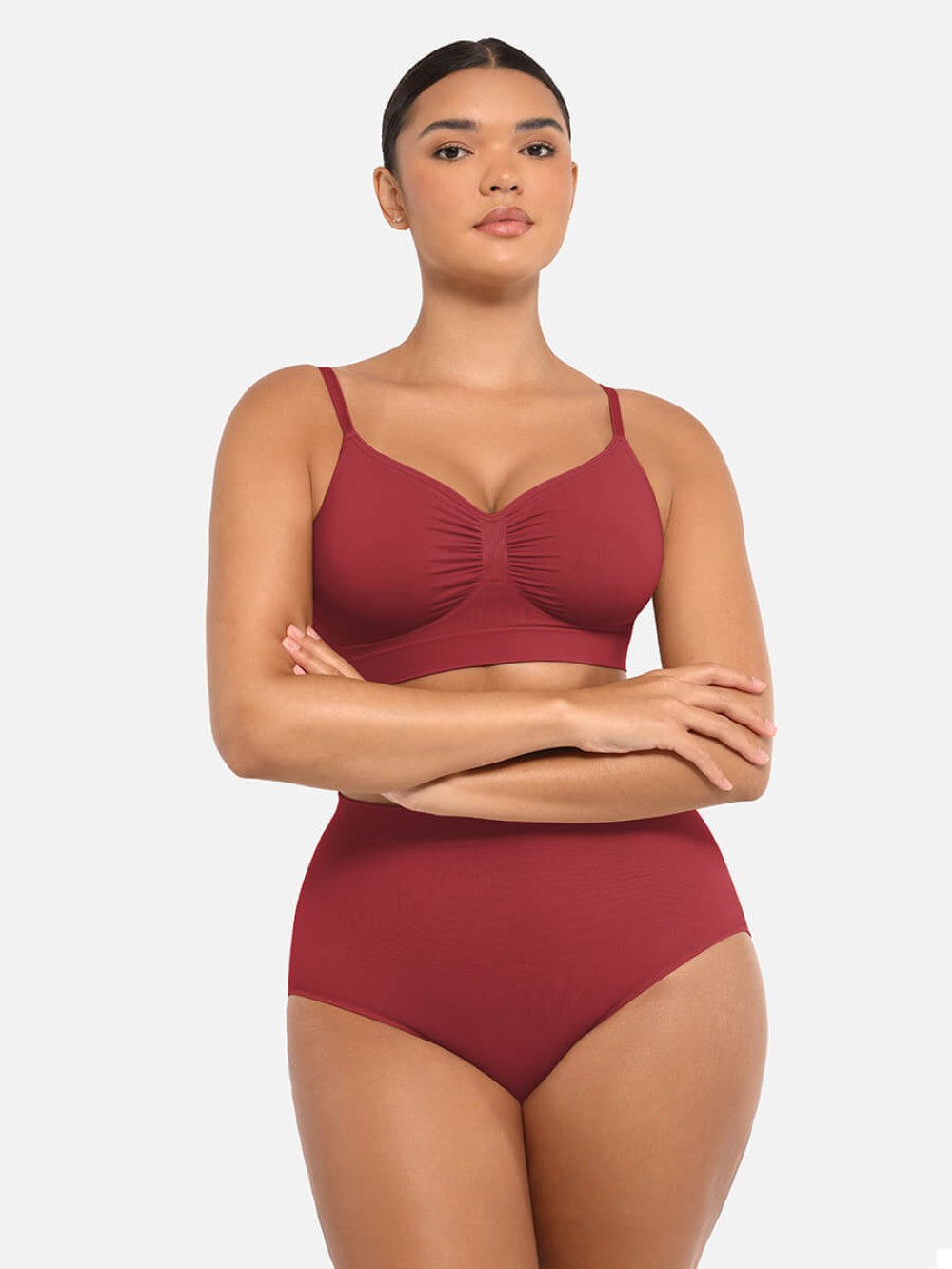 High-Waist Seamless Tummy Control Briefs with Antibacterial Peach-Feel Material