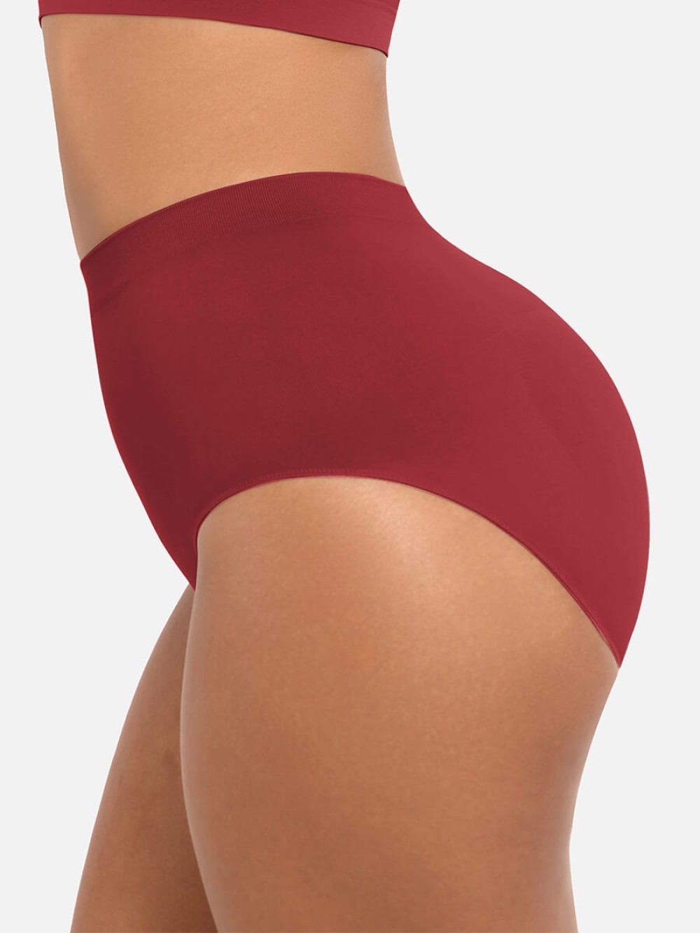 High-Waist Seamless Tummy Control Briefs with Antibacterial Peach-Feel Material