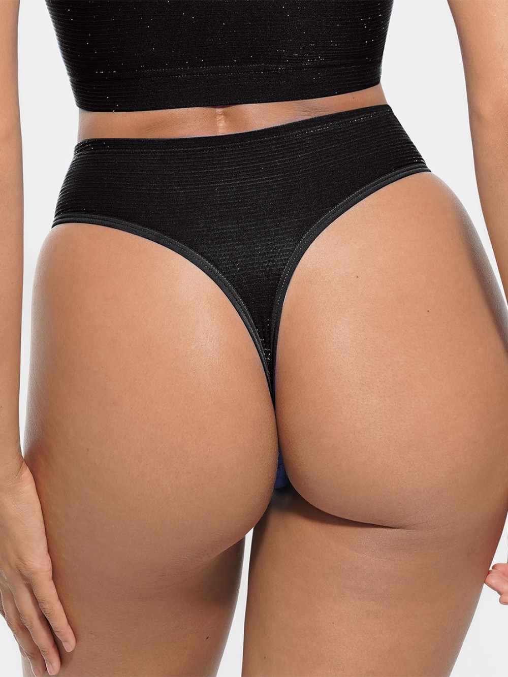 Seamless Low-Rise Metallic Thread and Antibacterial Gusset Thong