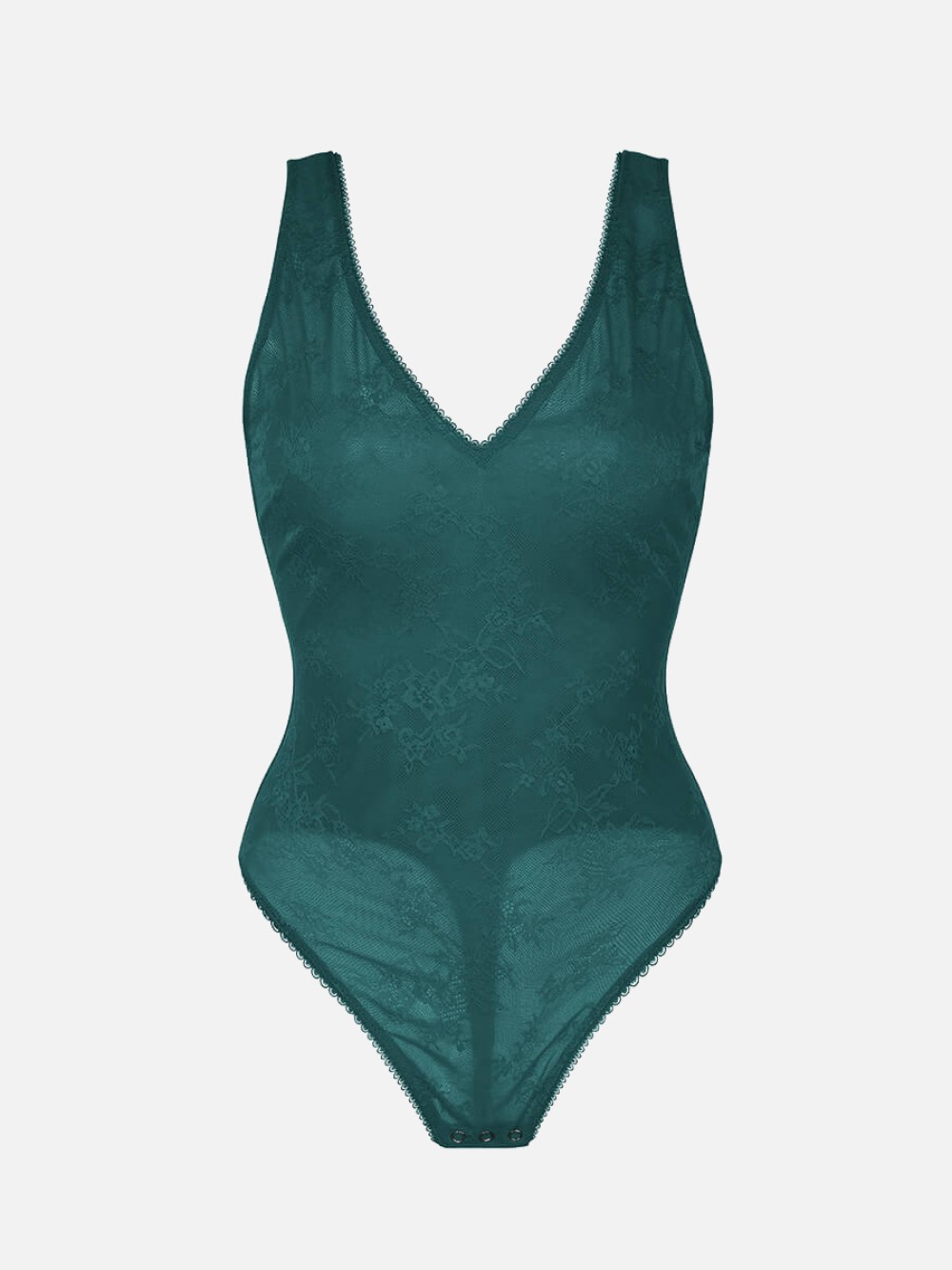 Sexy Deep V-Neck Seamless Lace Shaping Thong Bodysuit