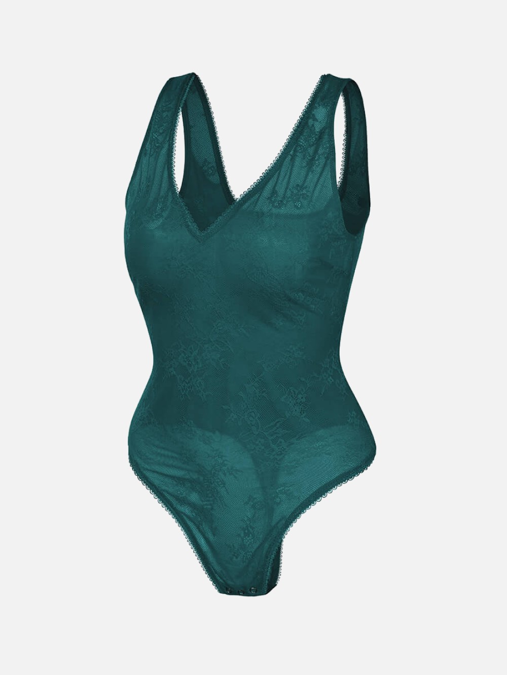 Sexy Deep V-Neck Seamless Lace Shaping Thong Bodysuit