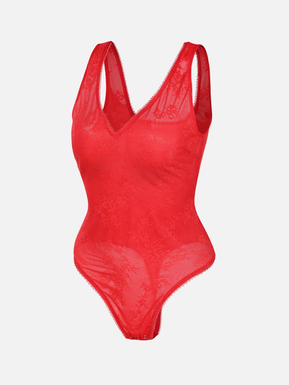 Seamless Sexy Deep V-Neck Lace Shaping Thong Bodysuit