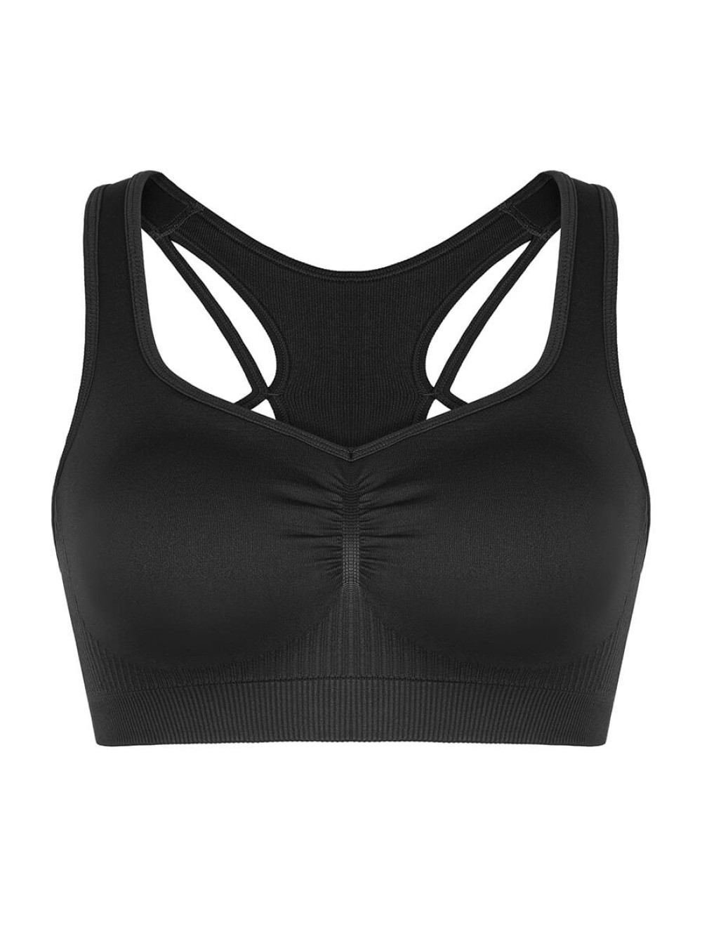 Seamless Bust Support Racerback Sports Bra with Removable Cups