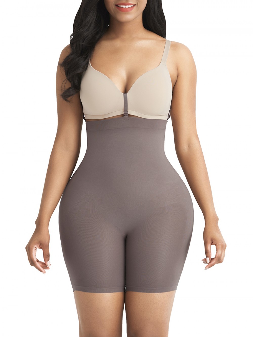 Purple Shapewear Shorts Seamless Large Size With Buckle Stretchy