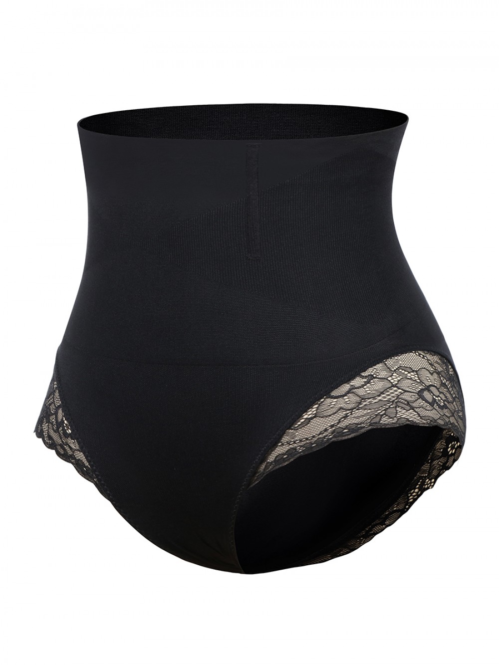 Black Seamless Plus Size Butt Lifter Lace Trim Shaping Comfort
