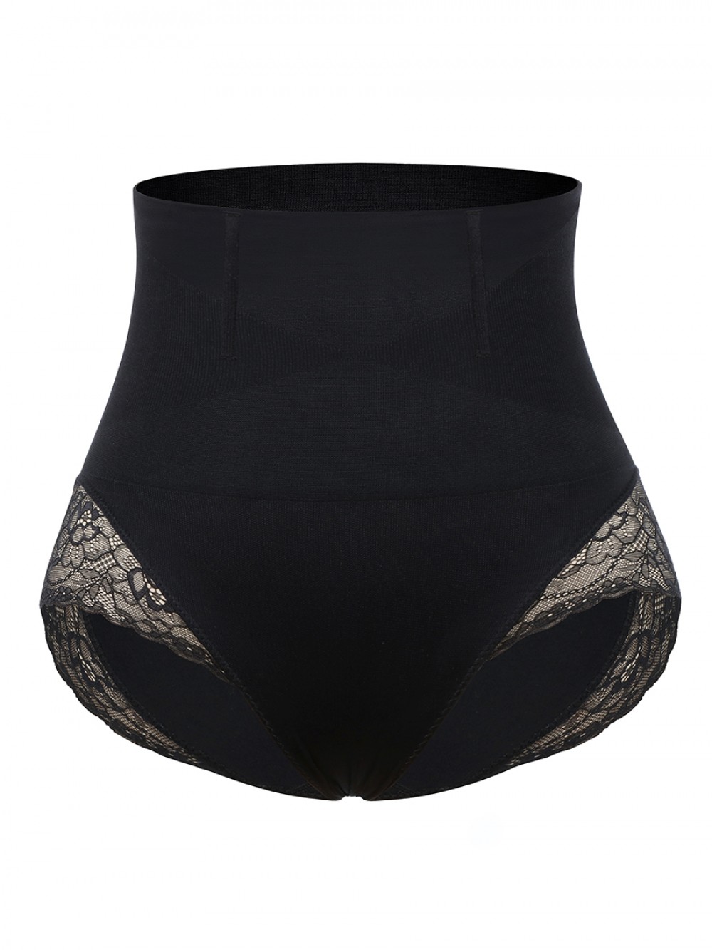 Black Seamless Plus Size Butt Lifter Lace Trim Shaping Comfort