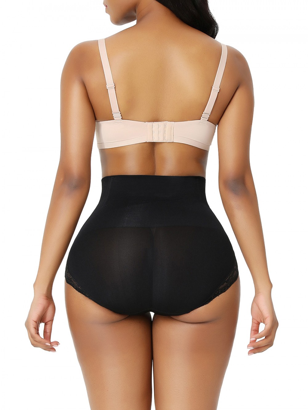 Black Seamless Plus Size Butt Lifter Lace Trim Shaping Comfort