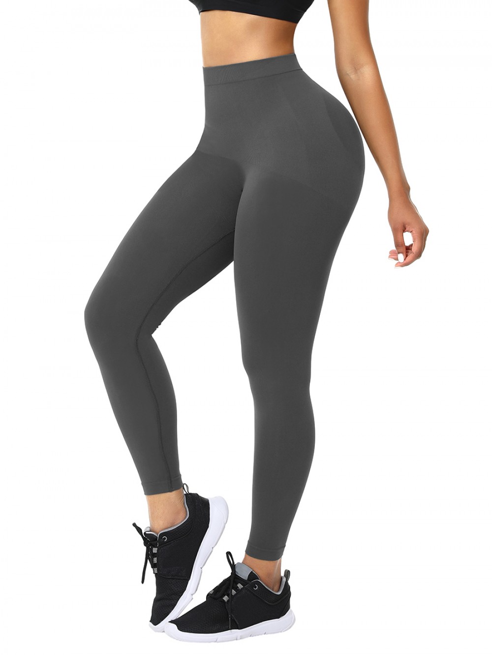 Gray Ankle Length Seamless High Waisted Control Pants Lose Weight