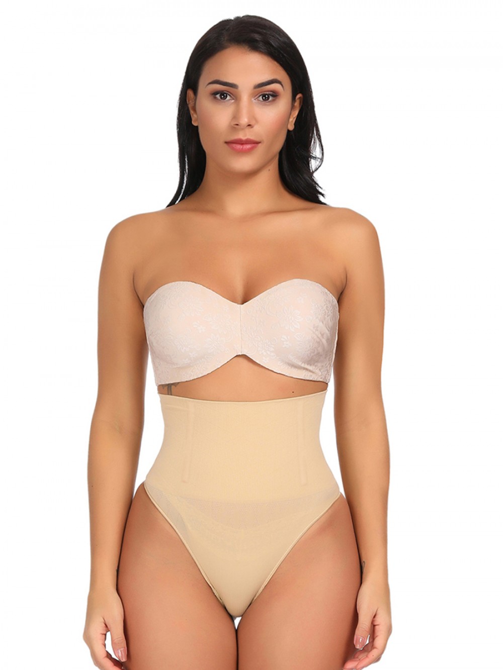 Nude 4 Steel Bones High Waist Shapewear Thong Body Slimmer