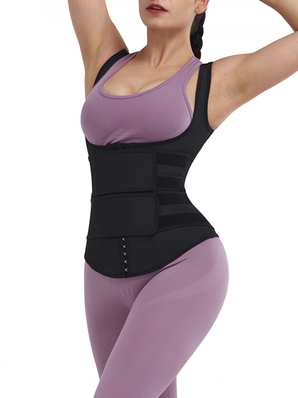 Black 9 Steel Bones Adjustable Strap Latex Waist Trainer Vest