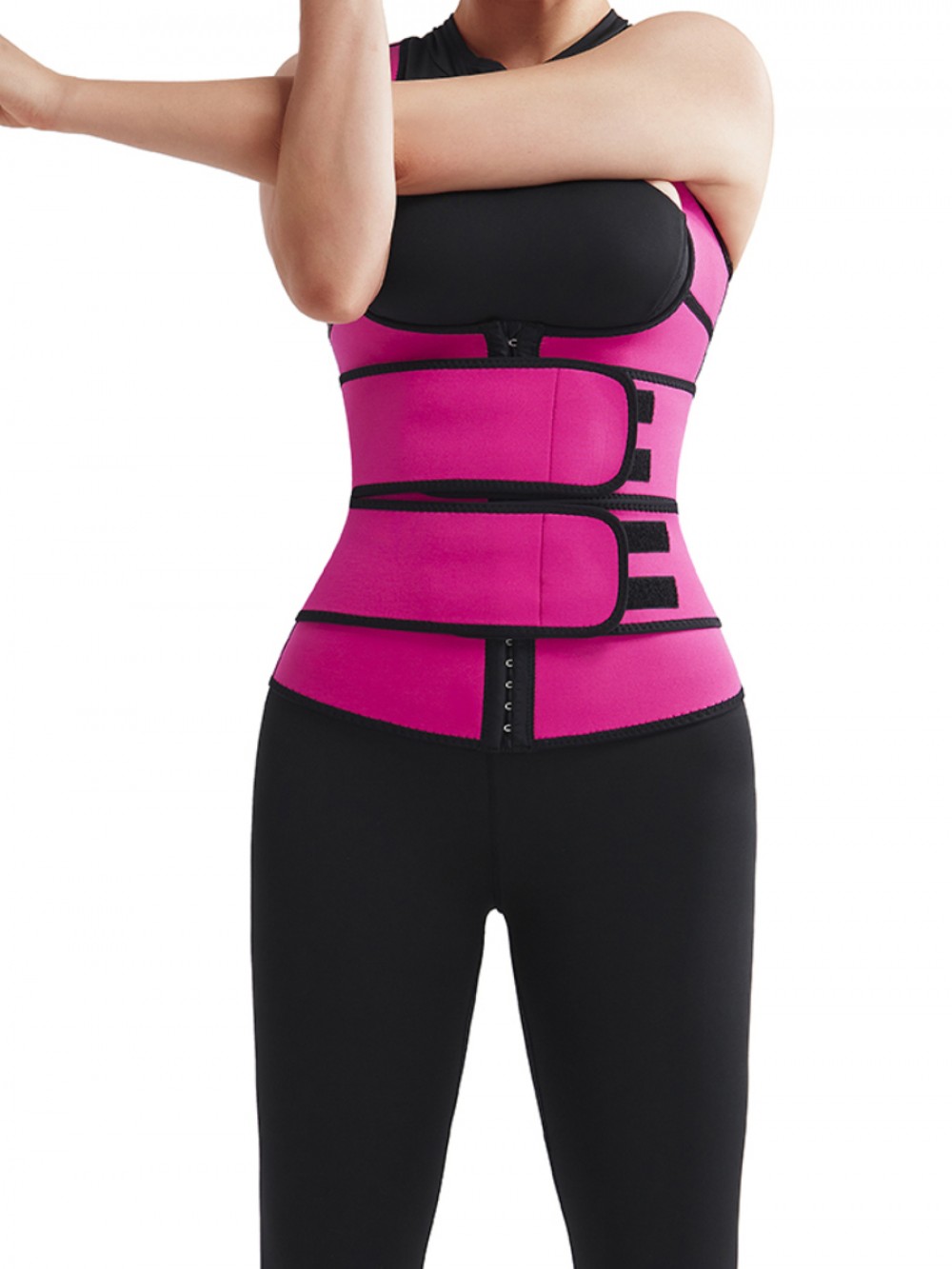 Rose Red 3 Layers Sweat Trainer Vest Sticker Hooks Weight Loss