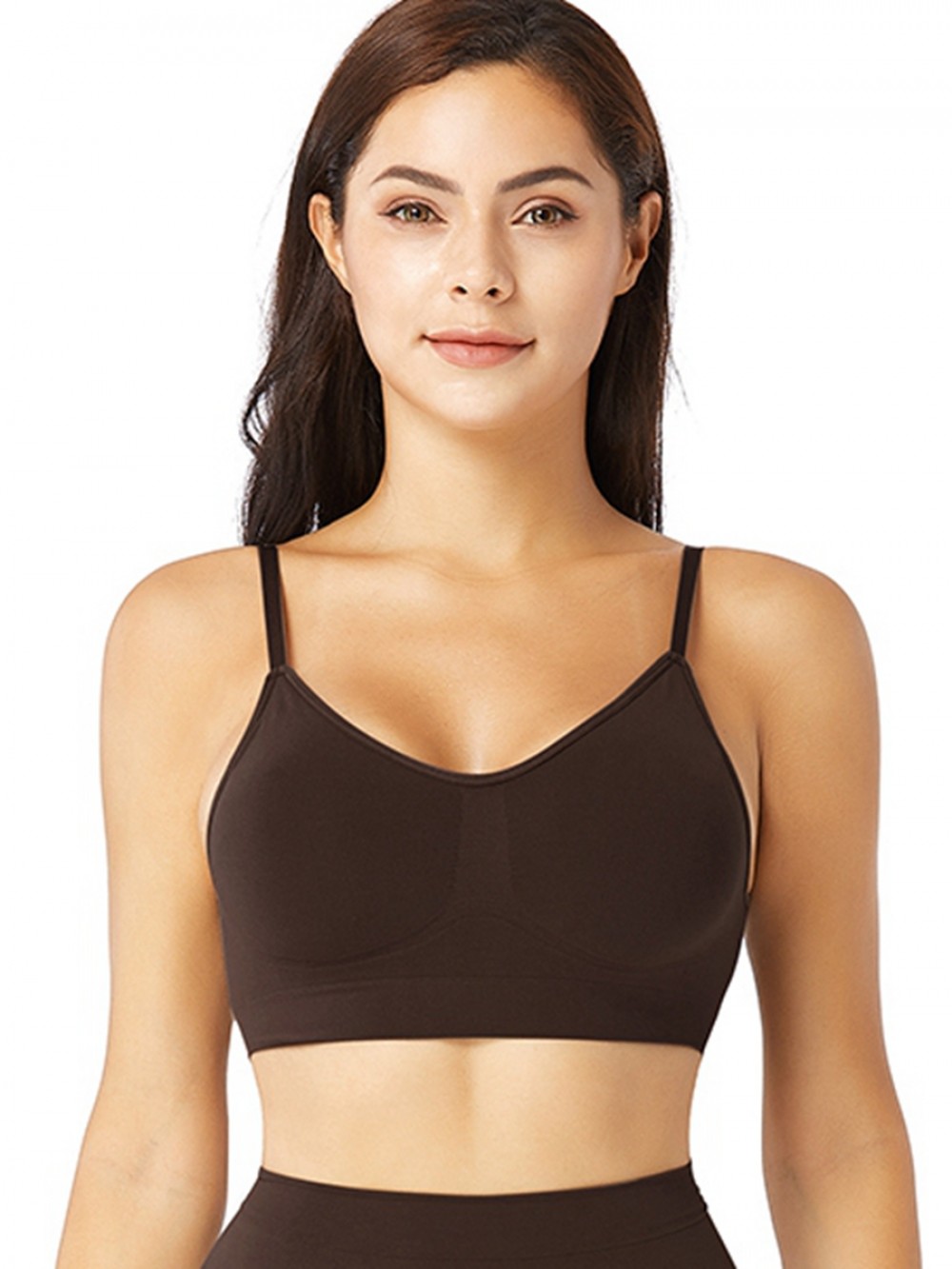 Deep Coffee Push Up Seamless Bra Removable Pads Leisure Wear
