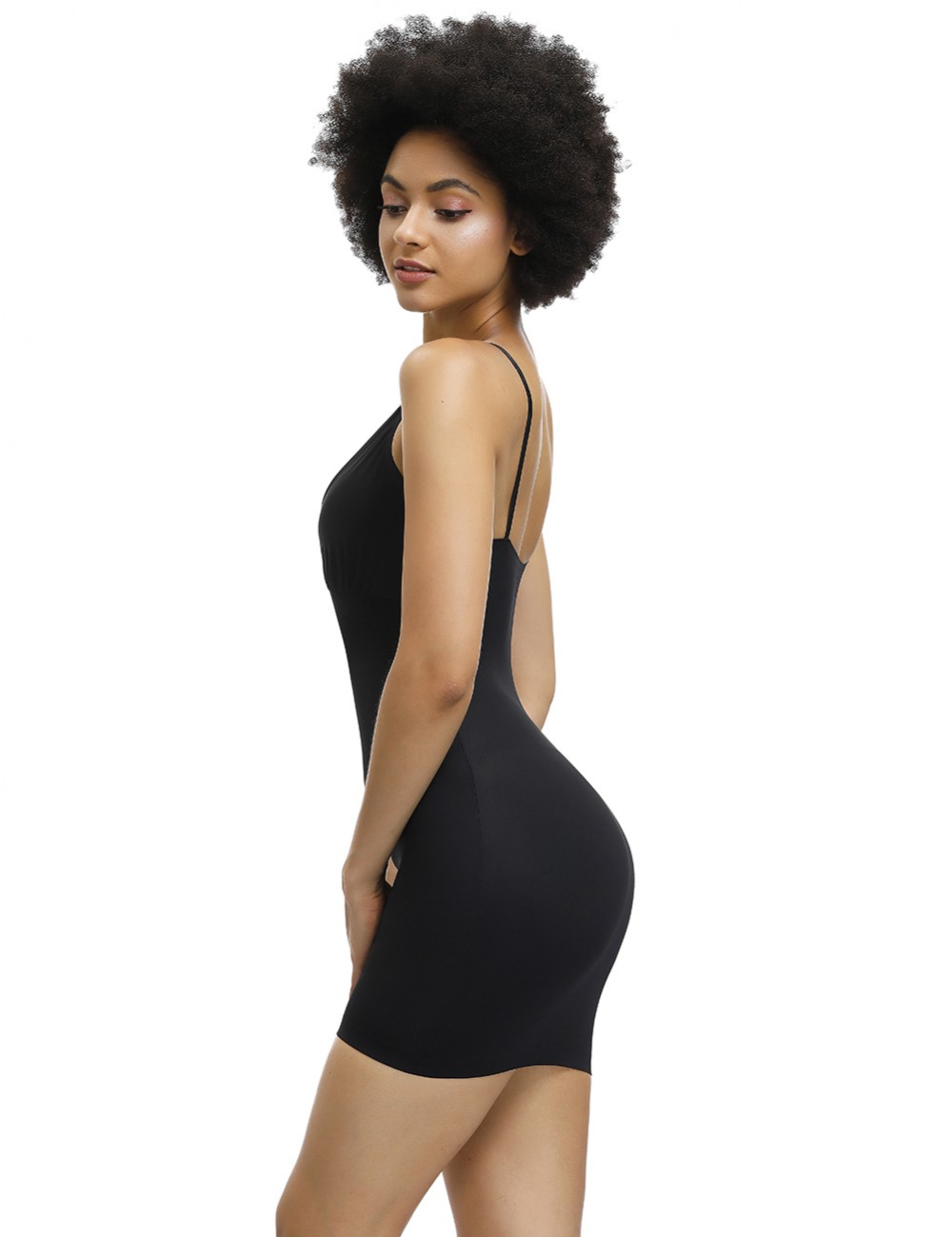 Extended Black Flat Tummy Seamless Plain Body Shaper Skirt Workout