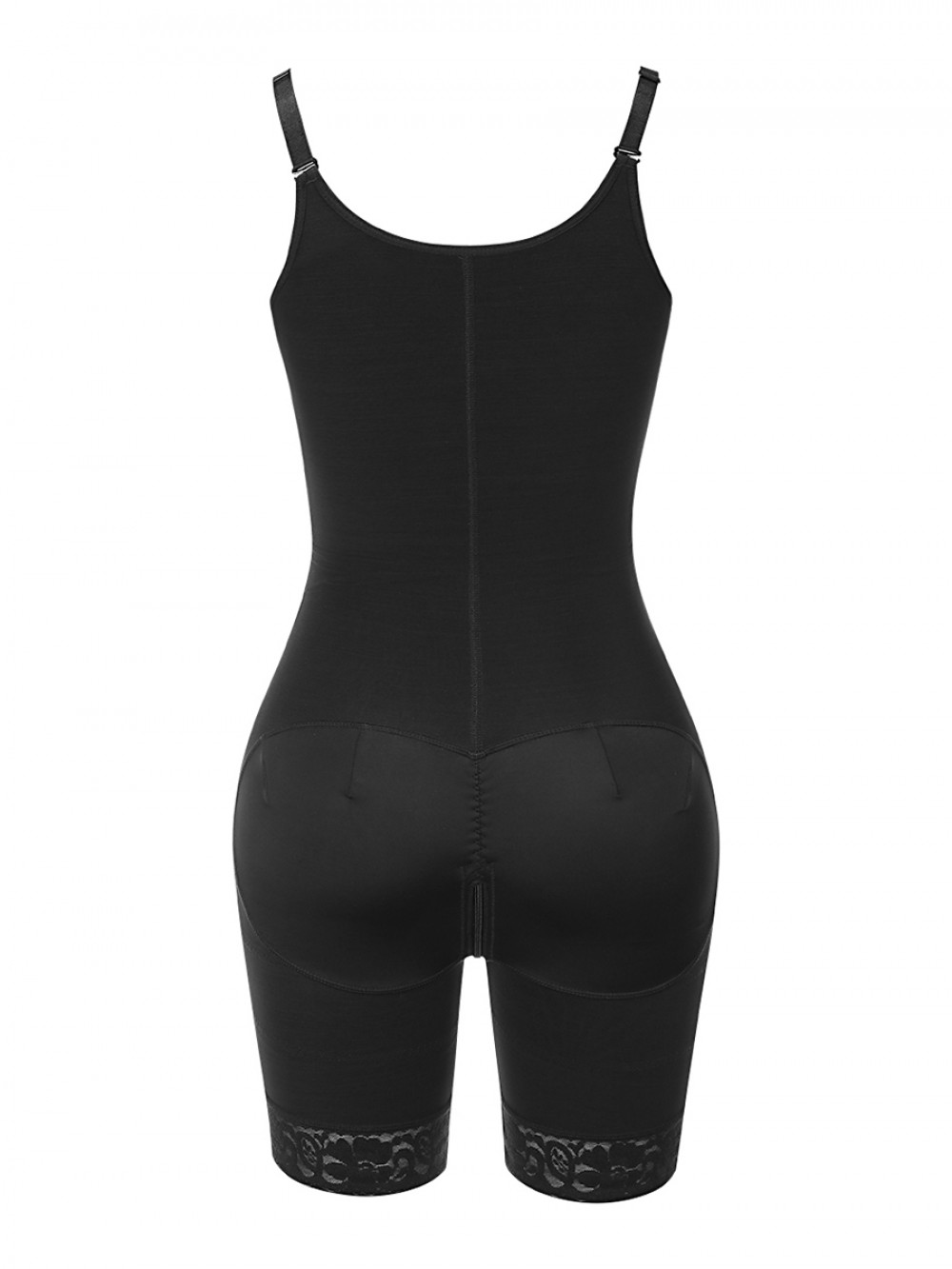 Black 3 Layers Adjustable Strap Full Body Shaper Midsection Compression