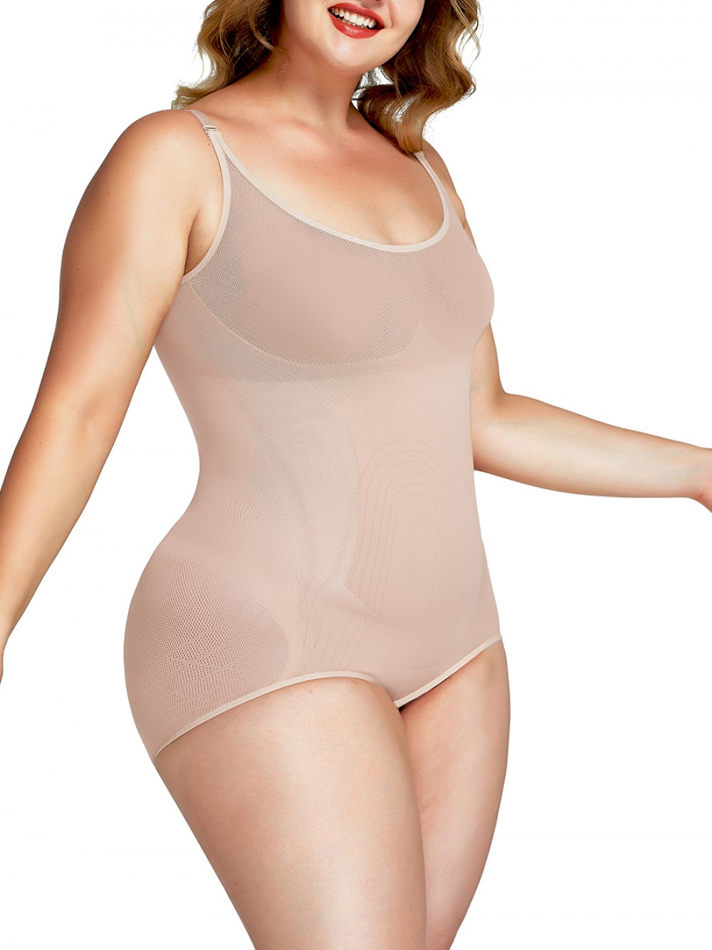 Nude Big Size Body Shaper Adjustabe Straps High-Compression