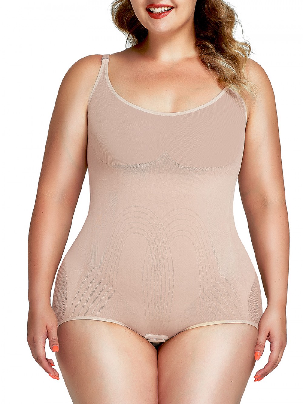 Nude Big Size Body Shaper Adjustabe Straps High-Compression