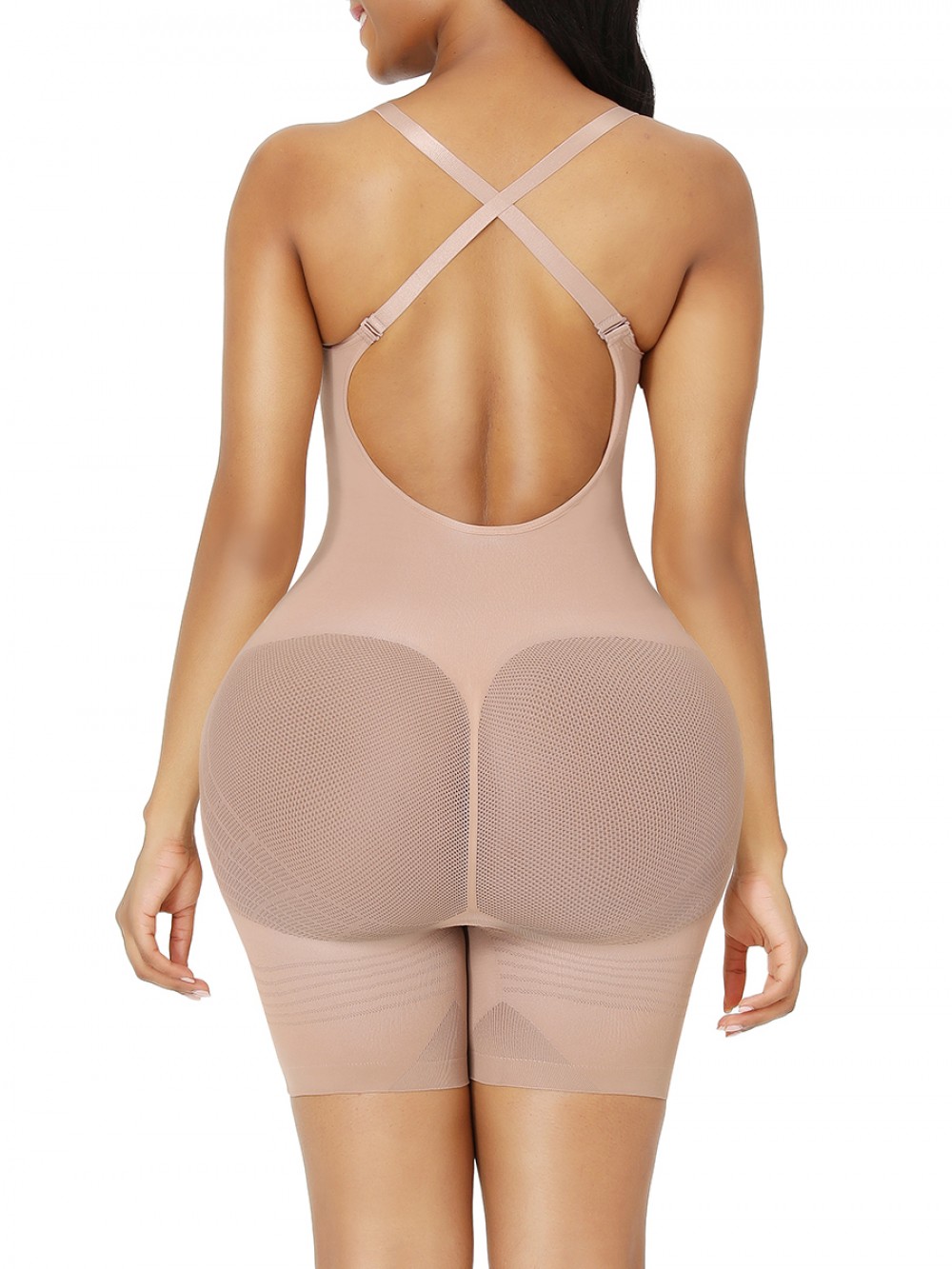 Skin Color Full Body Tummy Shapewear Adjustable Straps Posture Correct