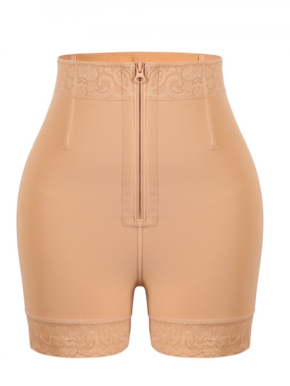 Deep Nude Butt Lifter With Front Zipper Lace Trim Smooth Abdomen