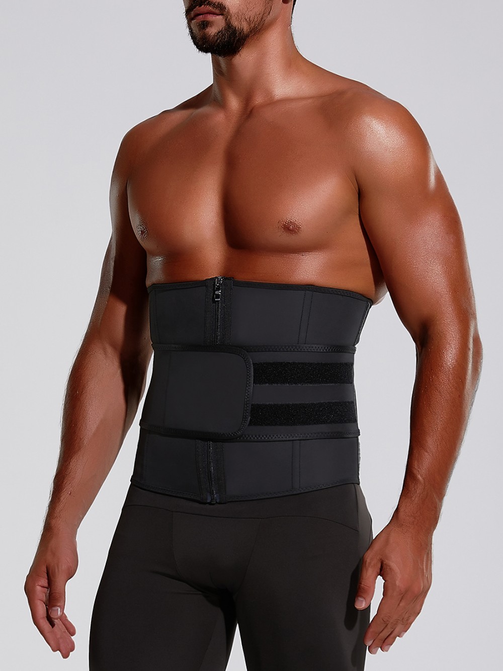 Black Big Size Latex Waist Trainer 7 Steel Bones For Training