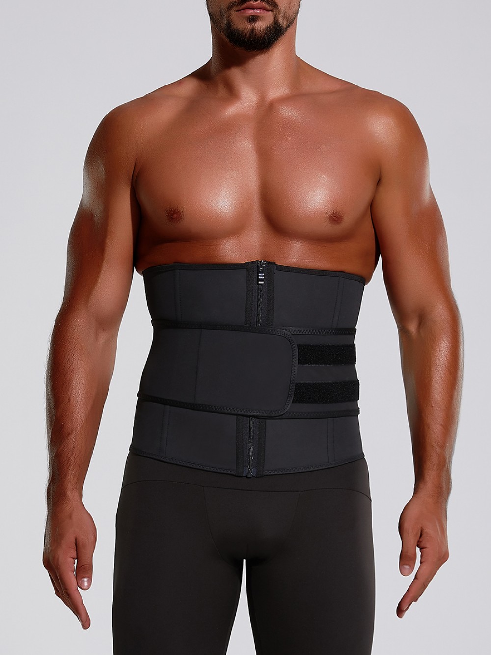 Black Big Size Latex Waist Trainer 7 Steel Bones For Training
