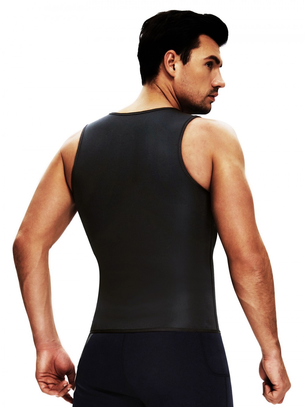 Abdominal Slimmer Black Men's Neoprene Slimming Vest With Zipper Midsection Control
