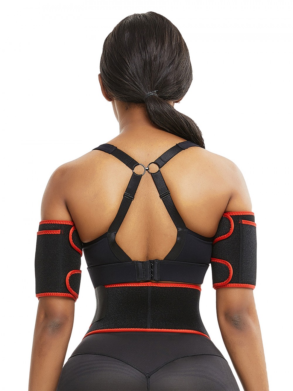 Red Neoprene 2 Pcs Arm Trimmers With Pockets Arms Shaper