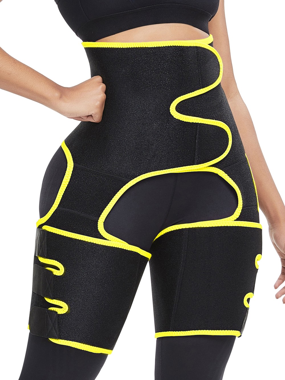 Yellow Neoprene Waist And Thigh Shaper High Waist Tummy Control