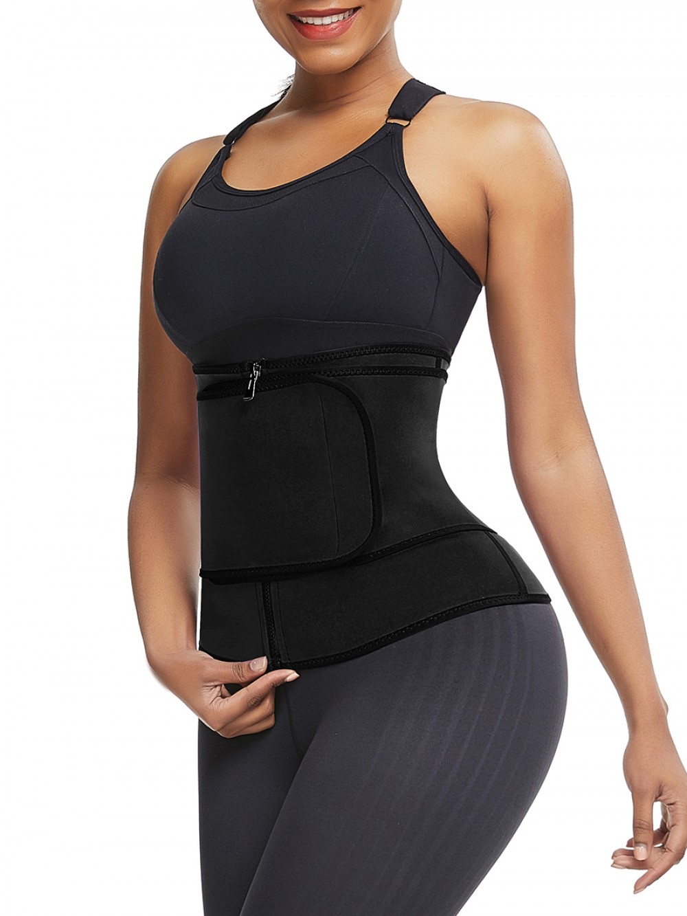 Black 3 Steel Boned Neoprene Shaper Big Size Slimming Tummy