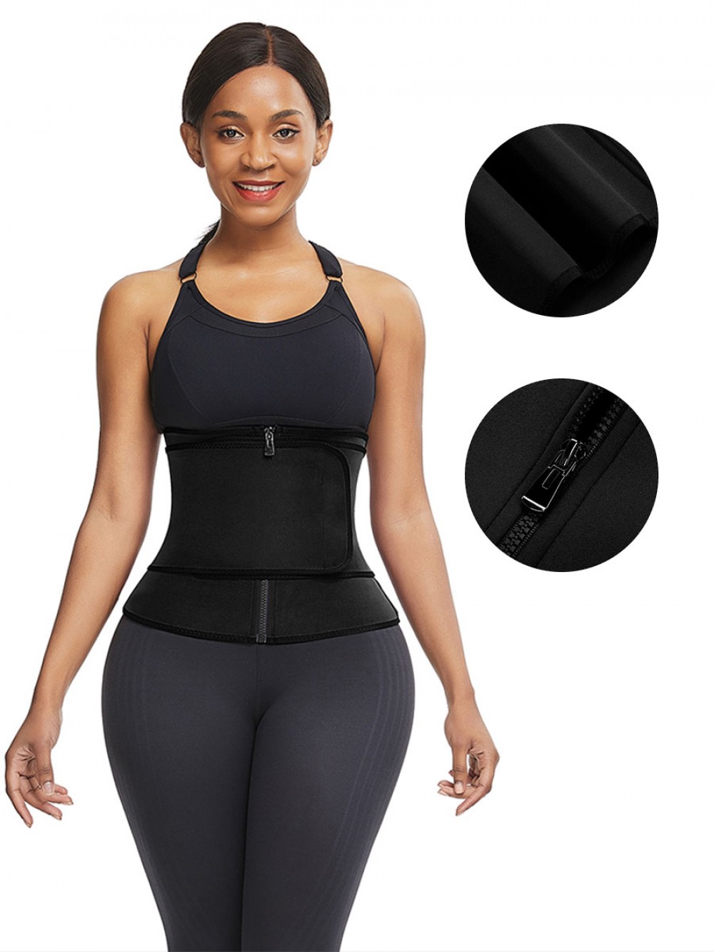Black 3 Steel Boned Neoprene Shaper Big Size Slimming Tummy