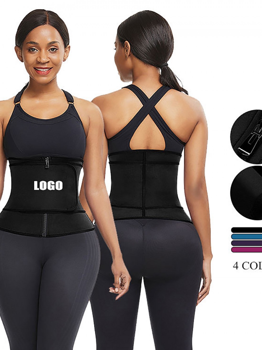 Black 3 Steel Boned Neoprene Shaper Big Size Slimming Tummy